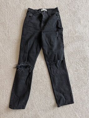 Abercrombie & Fitch Black Distressed Straight-Leg Jeans CURVE LOVE